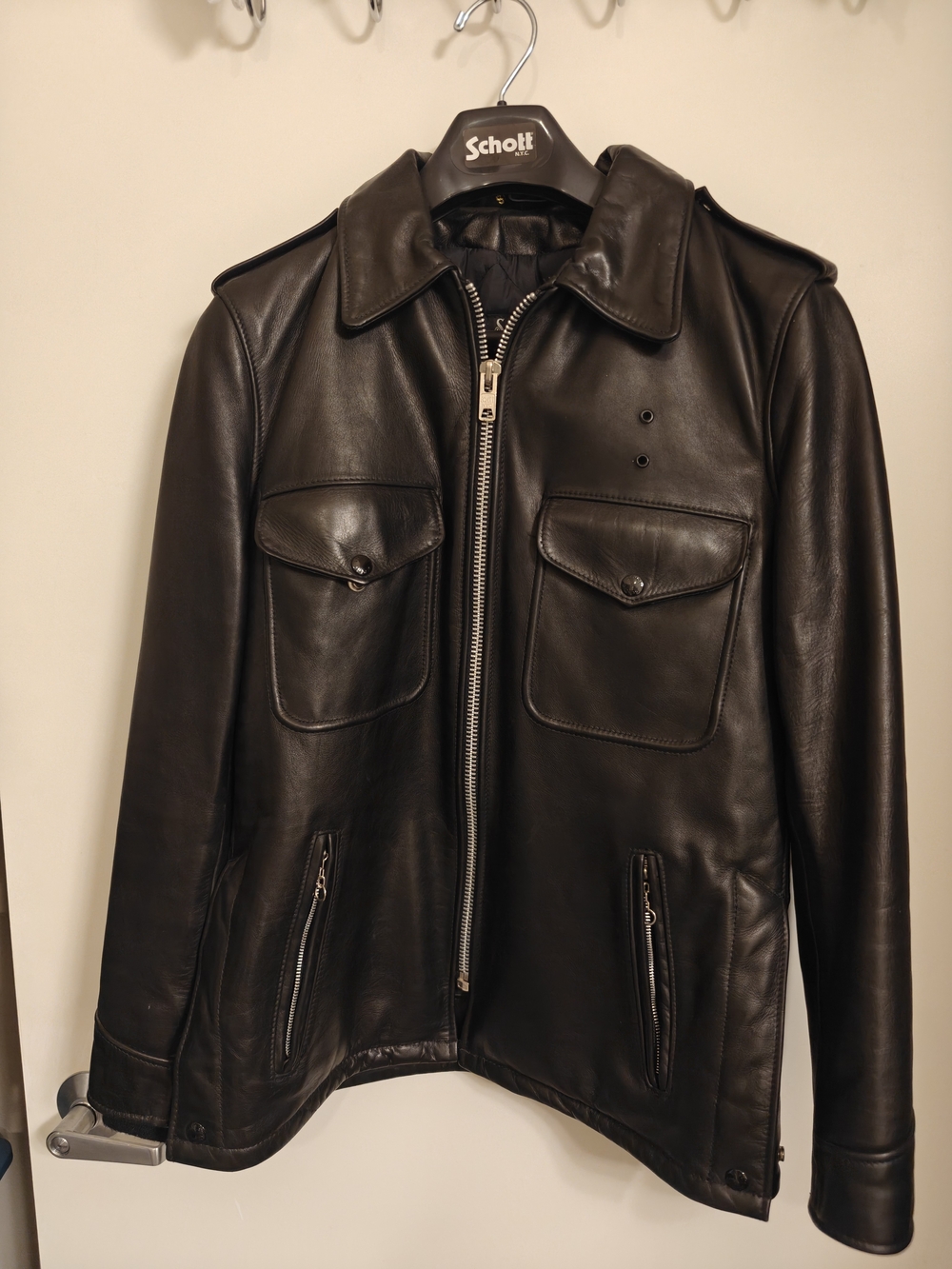 Schott 602 Leather Jacket with Flap Chest Pockets Men's 38